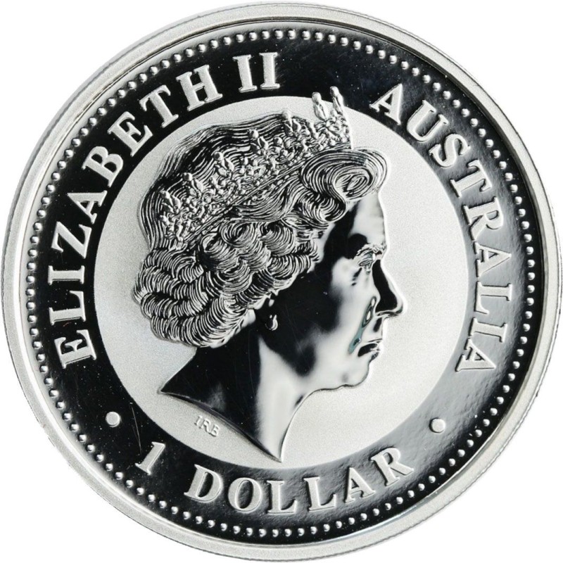 Серебряная монета Австралии "Год Собаки" 2006 г.в.(с позолотой), 31.1 г чистого серебра (Проба 0,999)