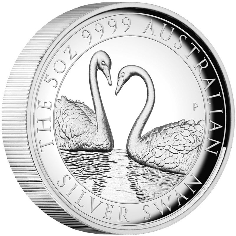 Серебряная монета Австралии "Лебедь", 2022 г.в., (пруф), (высокий рельеф), 155.5 г чистого серебра (проба 9999)
