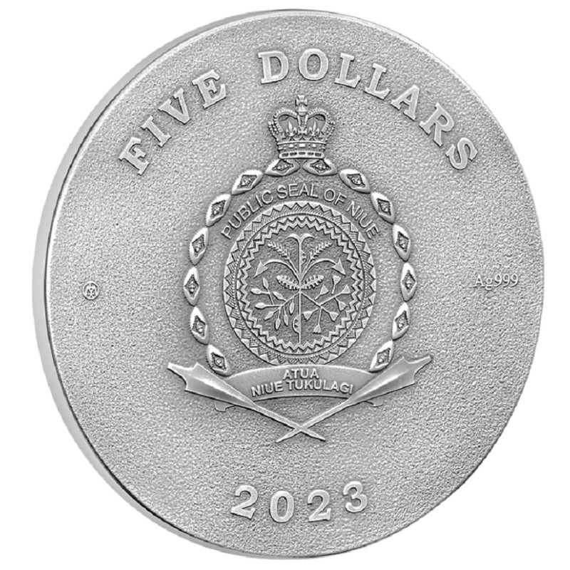 Серебряная монета Ниуэ "Богини и боги: Сехмет" 2023 г.в., 62.2 г чистого серебра (Проба 0,999)