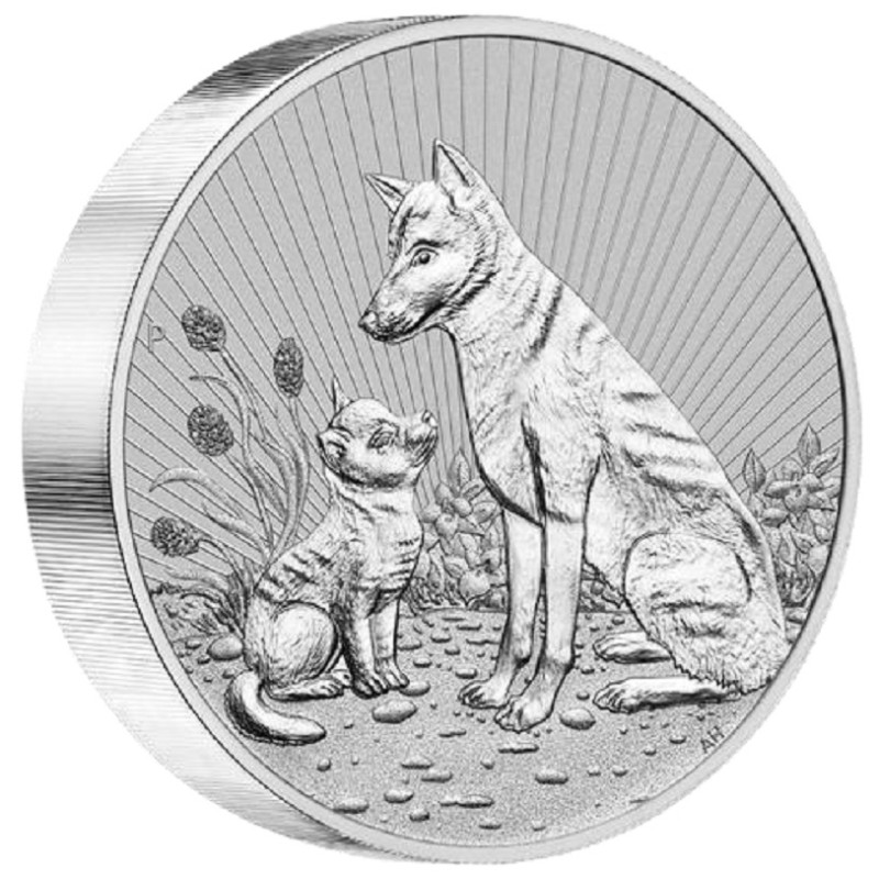 Серебряная монета Австралии "Следующее поколение. Динго" 2022 г.в., 62.2 г чистого серебра (Проба 0,9999)