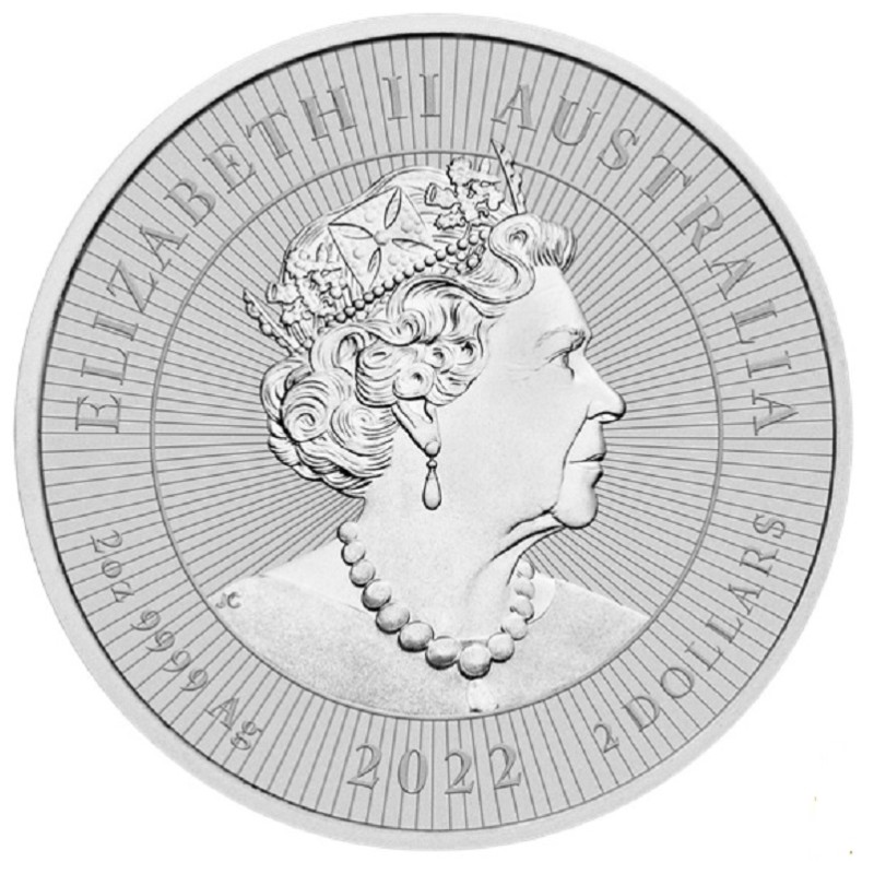 Серебряная монета Австралии "Следующее поколение. Динго" 2022 г.в., 62.2 г чистого серебра (Проба 0,9999)