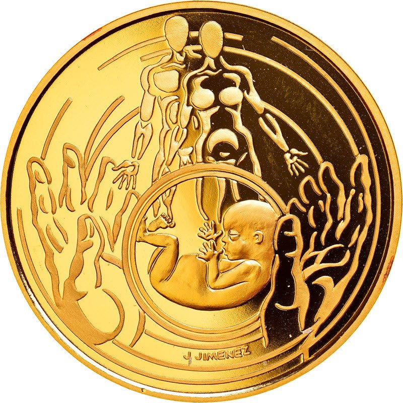 Комиссия: Золотая монета Франции "Биология и медицина" 2000 г.в., 15.64 г чистого золота (проба 920)