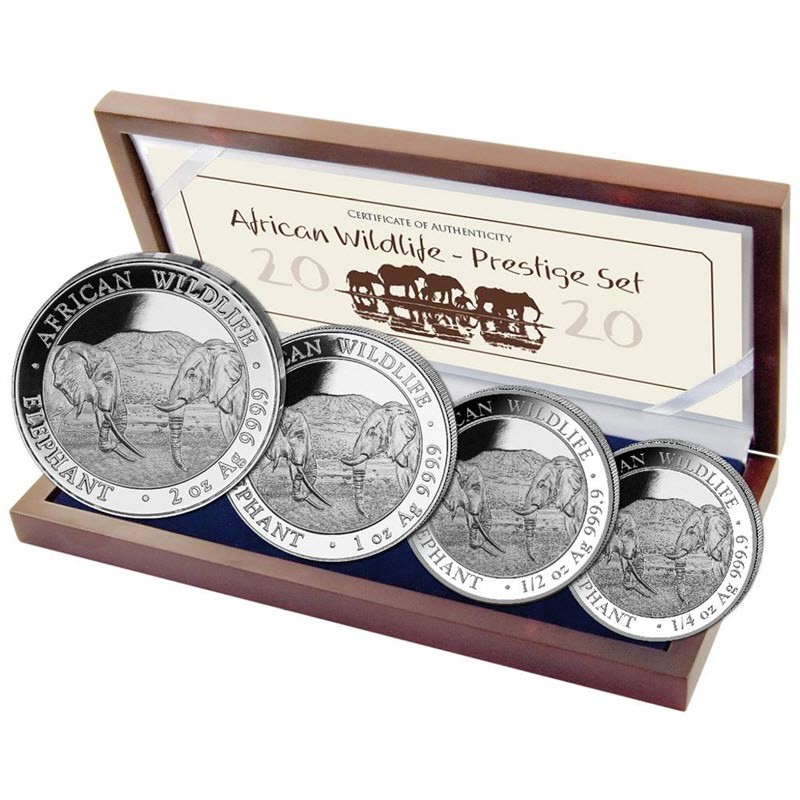 Набор из 4-х серебряных монет Сомали 