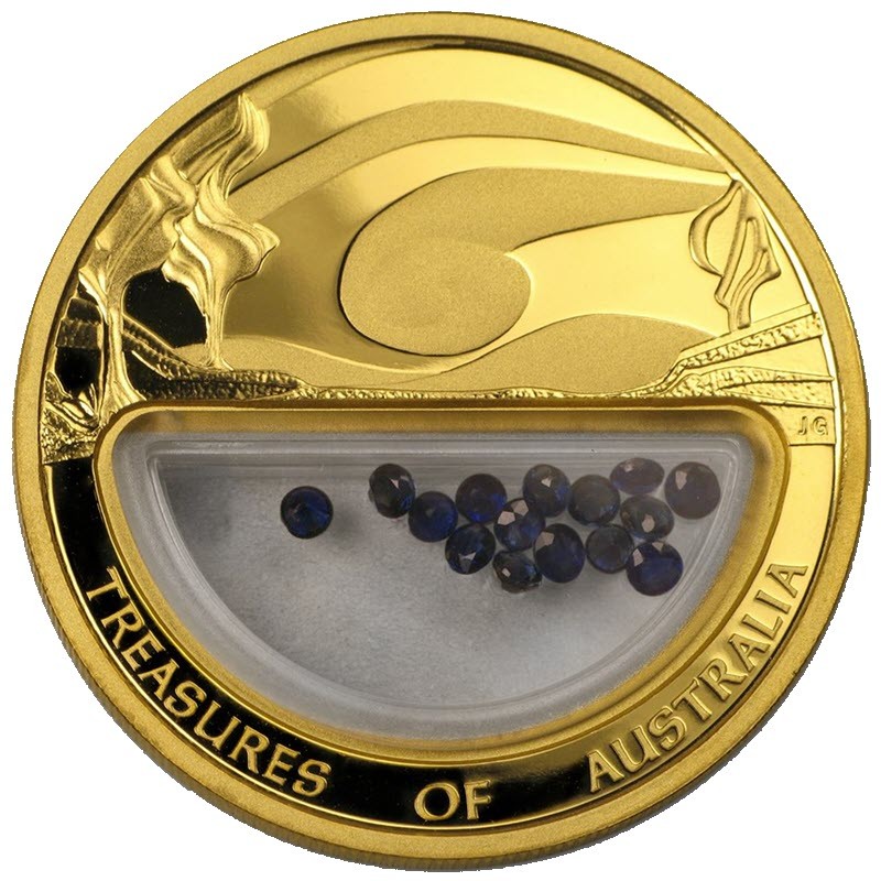 Золотая монета Австралии «Сокровища Австралии - Сапфиры» 2007 г.в., 31,1 г чистого золота (проба 9999)