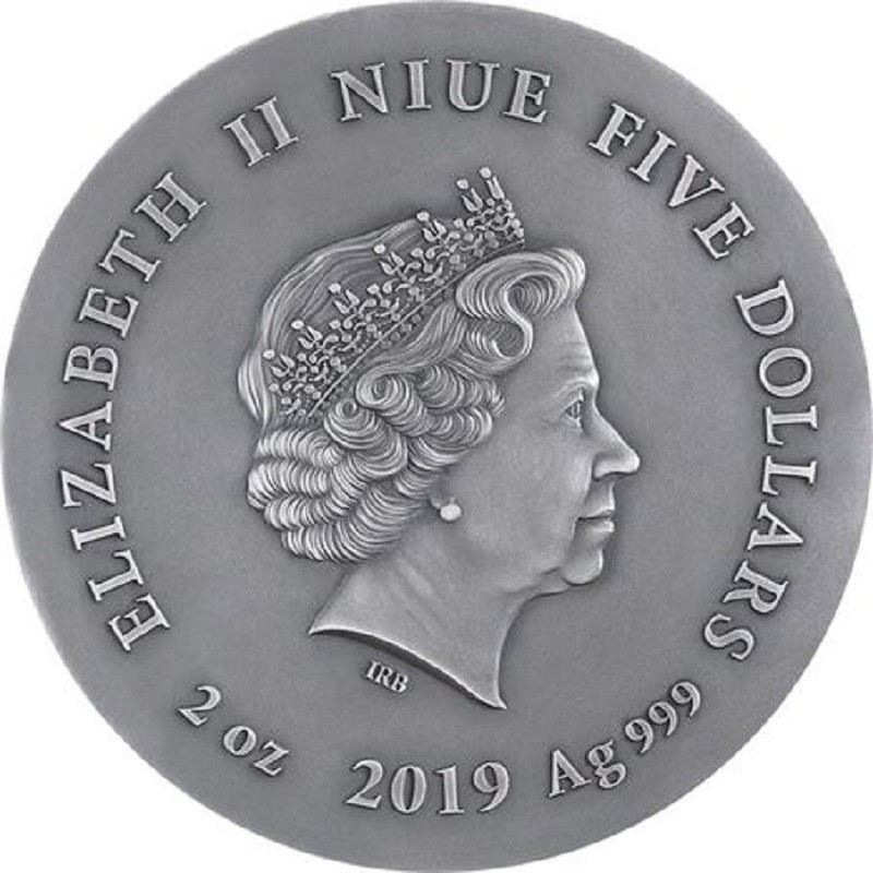 Серебряная монета Ниуэ "Дикая природа в лунном свете: Ушастая сова" 2019 г.в., 62.2 г чистого серебра (Проба 0,999)
