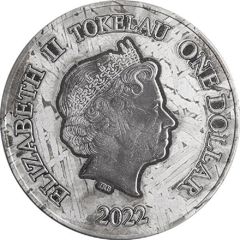 Монета из метеоритного железа Токелау "Феникс и Дракон" 2022 г.в., 31.1 г метеоритного железа (Проба 0,999)