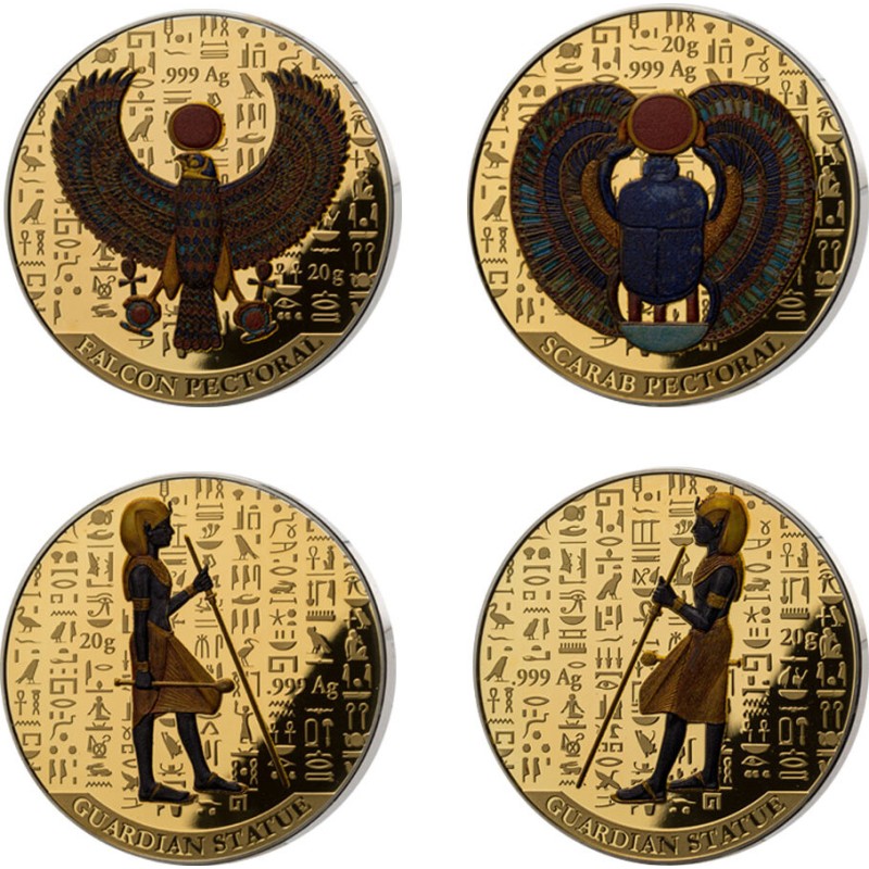 Набор из 8-ми серебряных монет Соломоновых островов "Гробница Тутанхамона" 2022 г.в., 8*20 г и 500 г чистого серебра (Проба 0,999)
