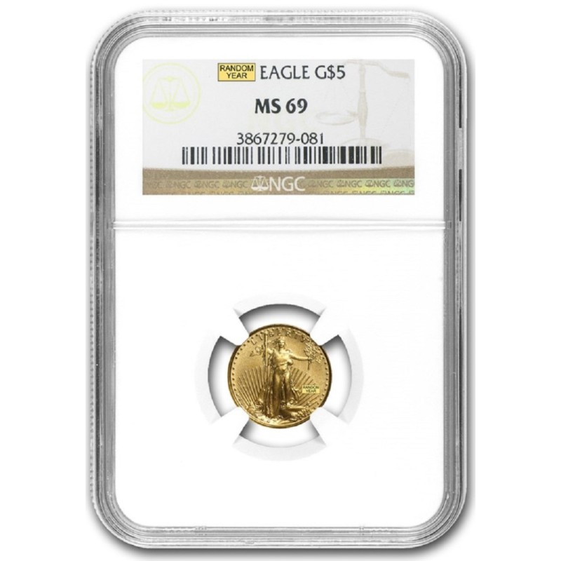 Золотая инвестиционная монета США Американский Орел (грейдинг), 3.11 г чистого золота, проба 0,9167