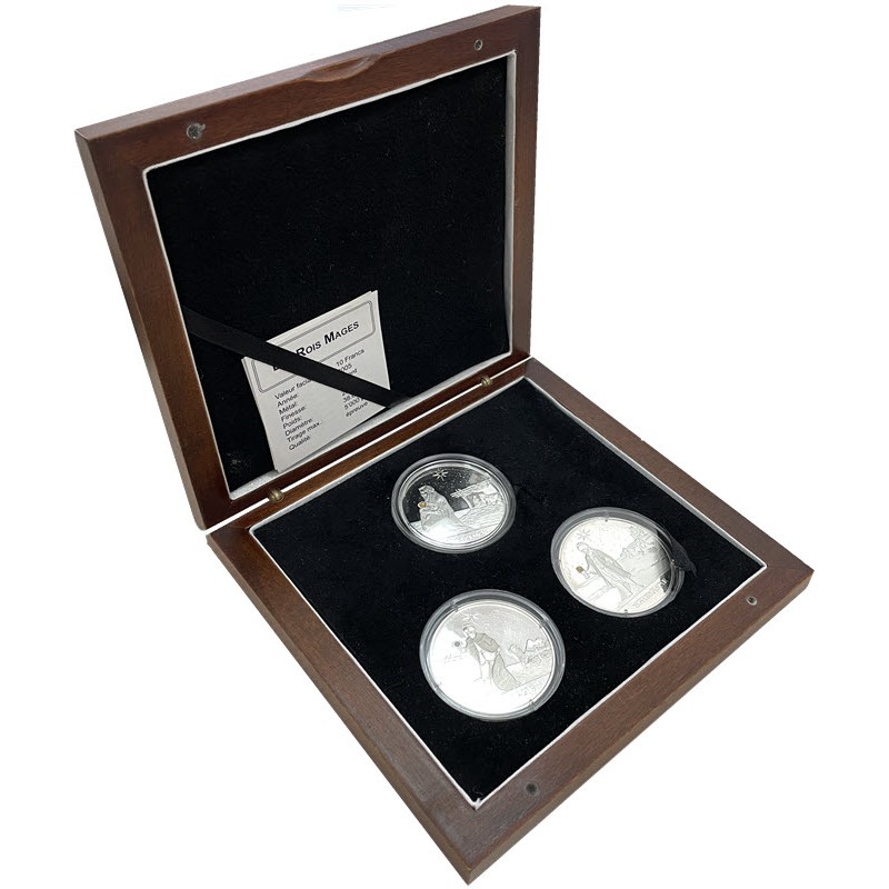Набор из 3-х серебряных монет Конго "Волхвы" 2005 г.в., 69.39 г чистого серебра (проба 925)