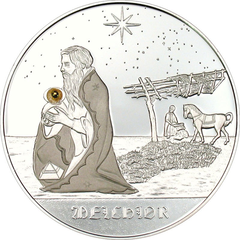 Набор из 3-х серебряных монет Конго "Волхвы" 2005 г.в., 69.39 г чистого серебра (проба 925)