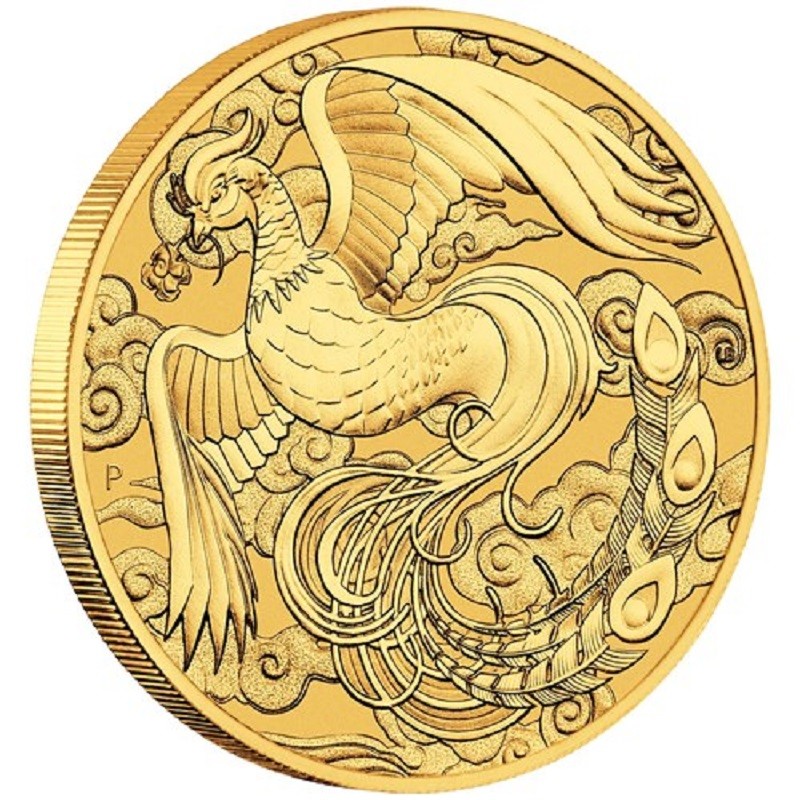 Золотая монета Австралии "Феникс" 2023 г.в., 31.1 г чистого золота (Проба 0,9999)