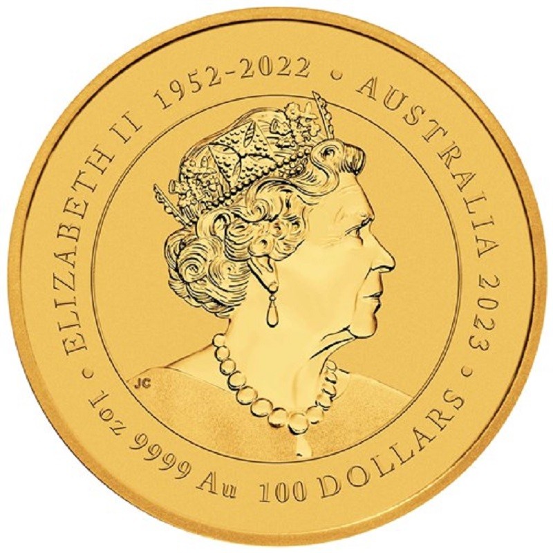 Золотая монета Австралии "Феникс" 2023 г.в., 31.1 г чистого золота (Проба 0,9999)