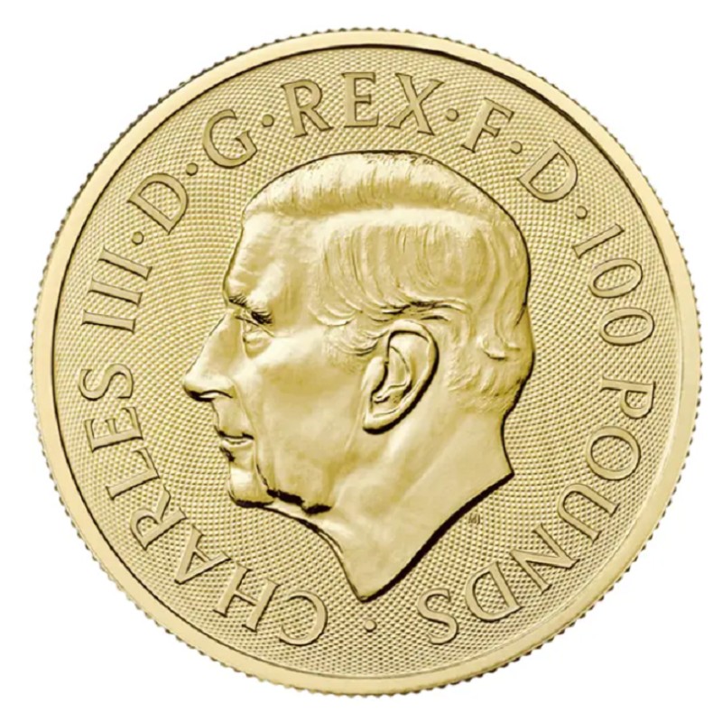 Золотая монета Великобритании "Мифы и Легенды. Мерлин" 2023 г.в., 31.1 г чистого золота (Проба 0,9999)