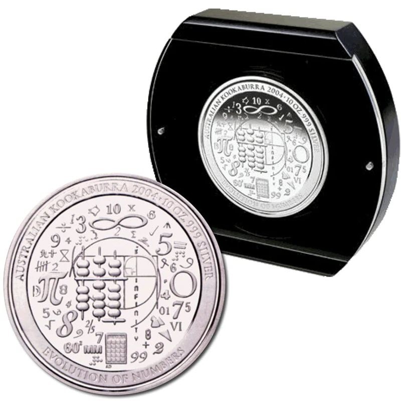 Серебряная монета Австралии «Эволюция чисел» 2004 г.в., 311 г чистого серебра (проба 999)