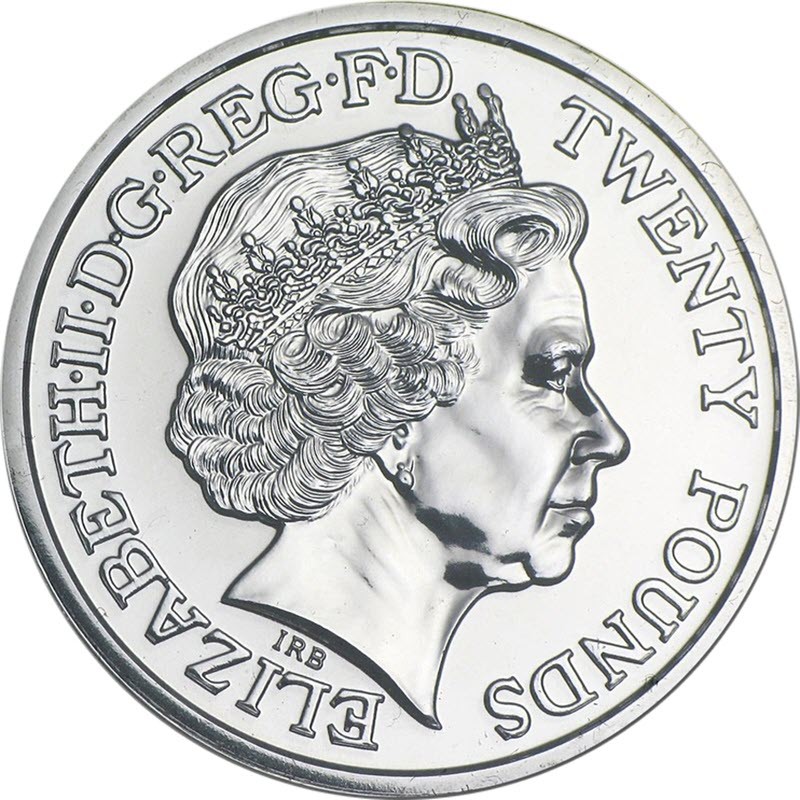 Серебряная монета Великобритании "Св. Георгий и дракон" 2013 г.в., 15.55 г чистого серебра (проба 999)