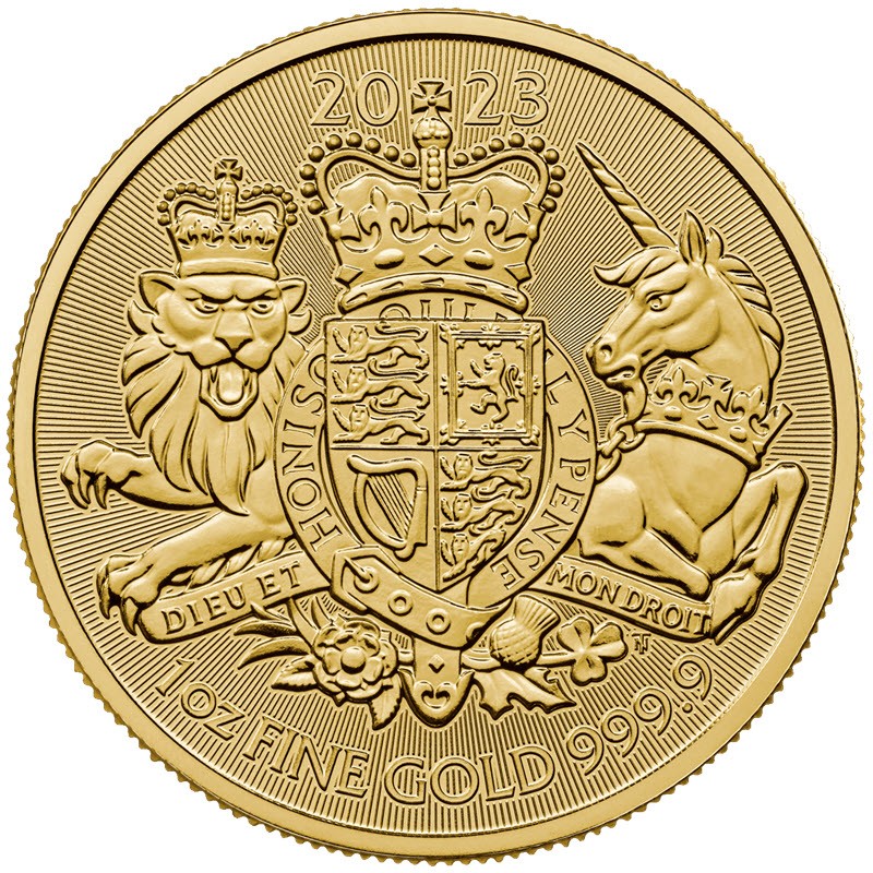 Золотая монета Великобритании "Королевский Герб (Чарльз III)" 2023 г.в., 31.1 г чистого золота (проба 9999)