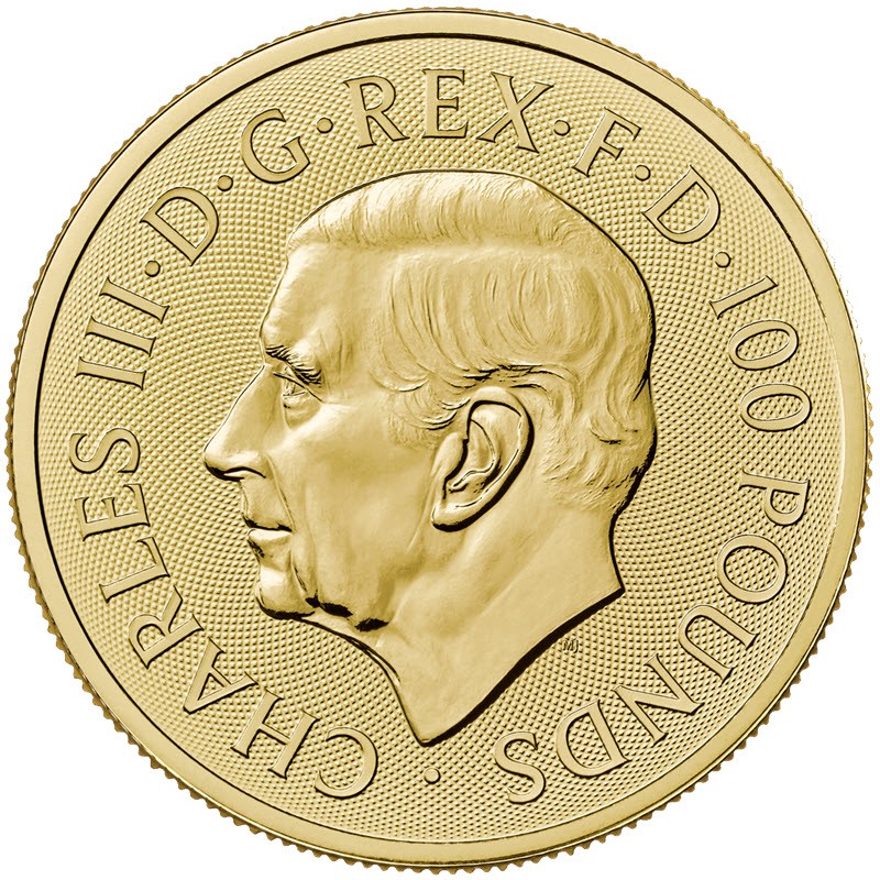 Золотая монета Великобритании "Королевский Герб (Чарльз III)" 2023 г.в., 31.1 г чистого золота (проба 9999)