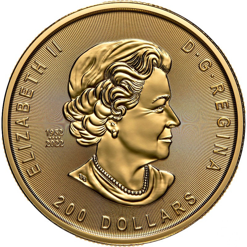 Золотая монета Канады "Клондайкская золотая лихорадка. Железная дорога мира" 2023 г.в., 31.1 г чистого золота (Проба 0,99999)