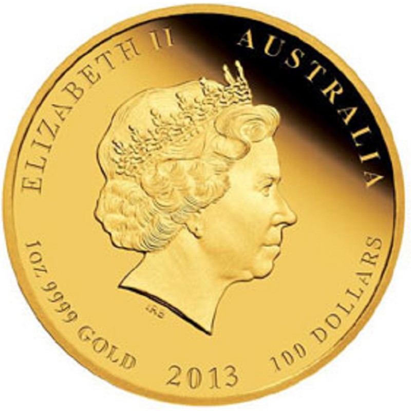Золотая монета Австралии "Лунный календарь - Год Змеи" 2013 г.в.(пруф), 7.78 г чистого золота (Проба 0,9999)