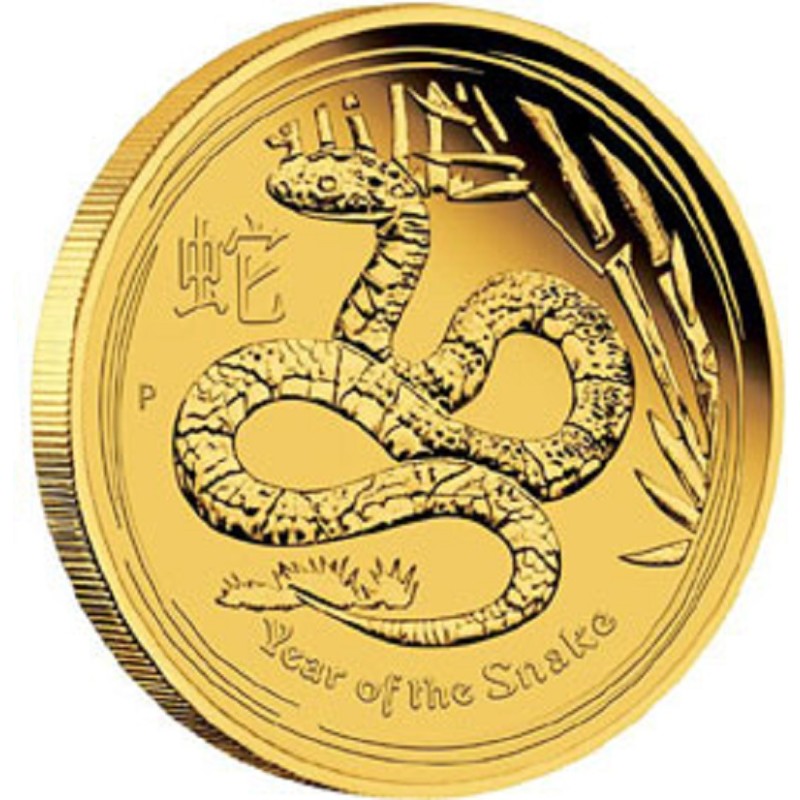 Золотая монета Австралии "Лунный календарь - Год Змеи" 2013 г.в.(пруф), 7.78 г чистого золота (Проба 0,9999)