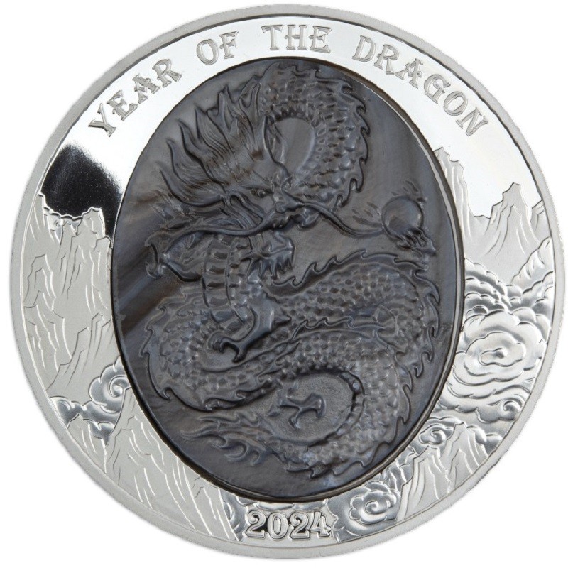 Серебряная монета Соломоновых островов "Лунный год Жемчужного Дракона" 2024 г.в., 155.5 г чистого серебра (Проба 0,999)