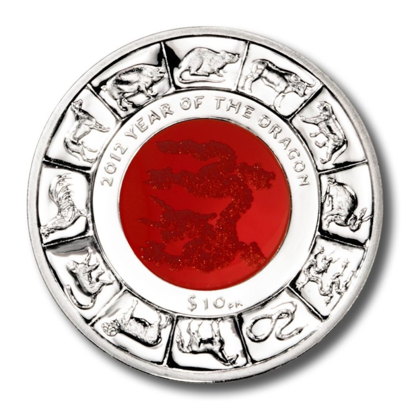 Серебряная монета Британских Виргинских островов "Год Дракона" 2012 г.в., 21.69 г чистого серебра (Проба 0,925)