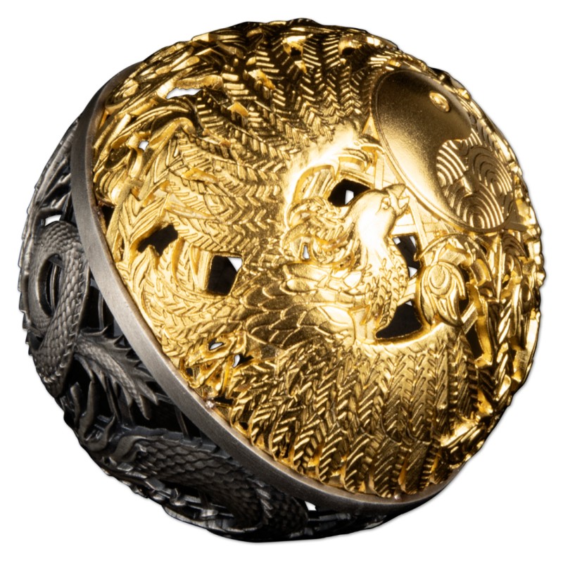 Серебряная монета Самоа "Дракон и Феникс" 2023 г.в., 62.2 г чистого серебра (Проба 0,999)
