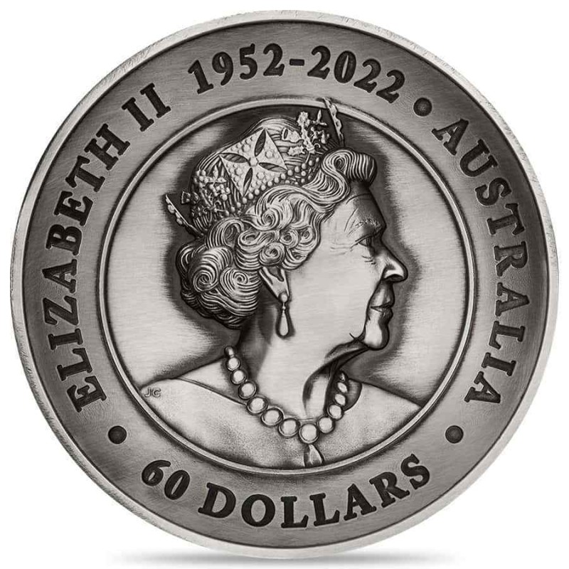 Серебряная монета Австралии "Рыбки Кои" 2023 г.в. (высокий рельеф), 2000 г чистого серебра (Проба 0,999)
