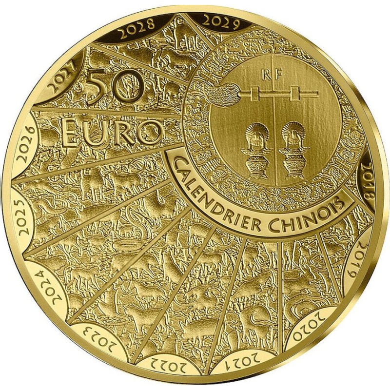 Золотая монета Франции "Год Дракона" 2024 г.в., 7.77 г чистого золота (Проба 0,999)