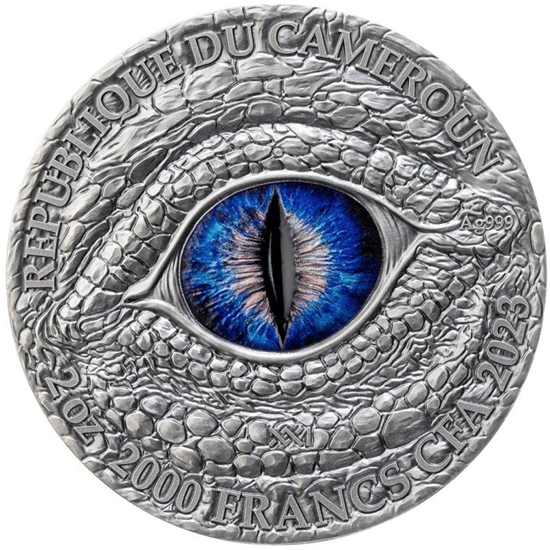 Серебряная монета Камеруна "Драконология: Звездовзрывная Амфитера" 2023 г.в., 62.2 г чистого серебра (Проба 0,999)