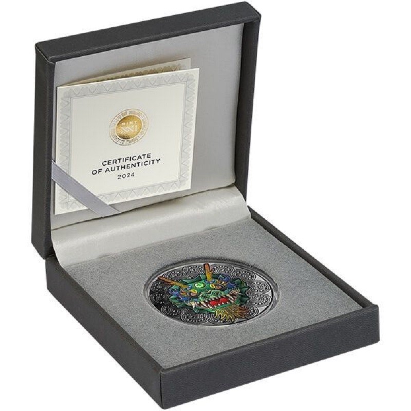 Серебряная монета Ниуэ "Искусство мандалы: Год Дракона" 2024 г.в., 62.2 г чистого серебра (Проба 0,999)