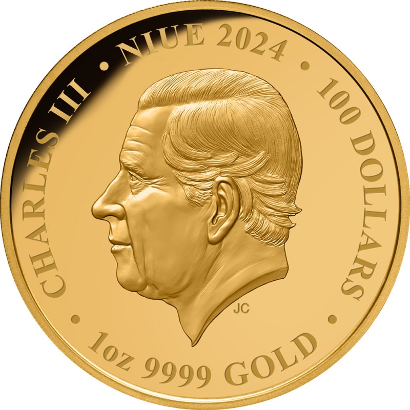 Золотая монета Ниуэ "Год Дракона" 2024 г.в. (пруф), 31.1 г чистого золота (Проба 0,9999)