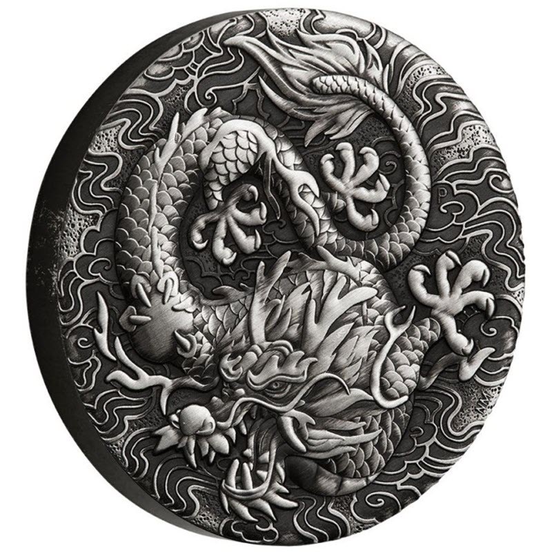 Серебряная монета Австралии "Мифический дракон" 2022 г.в., 62.2 г чистого серебра (Проба 0,999)