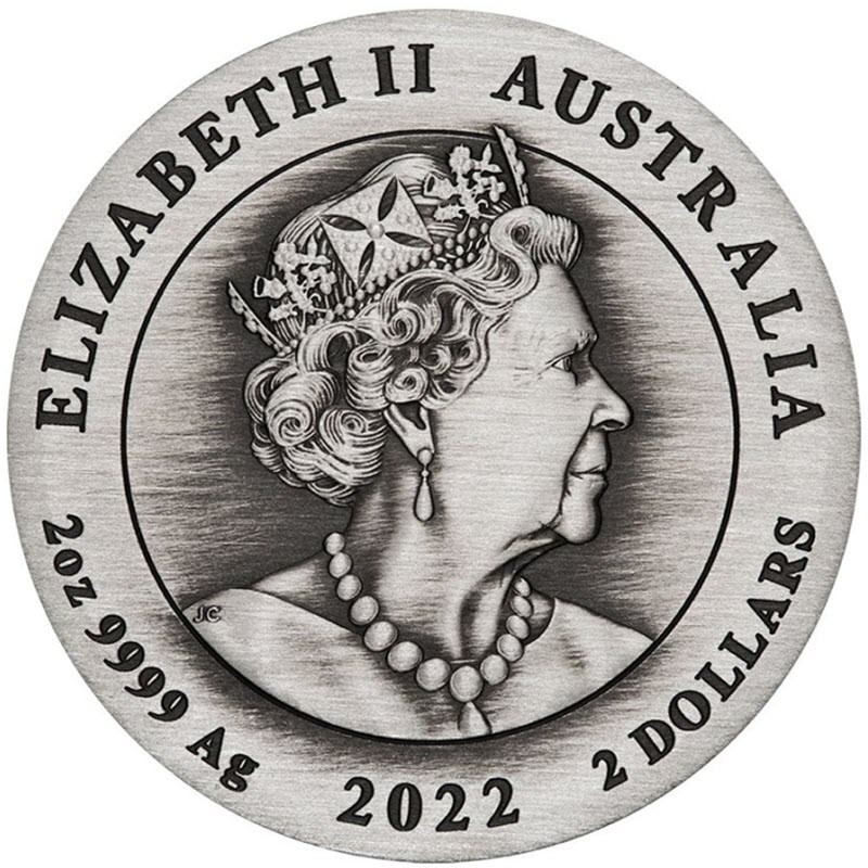 Серебряная монета Австралии "Мифический дракон" 2022 г.в., 62.2 г чистого серебра (Проба 0,999)