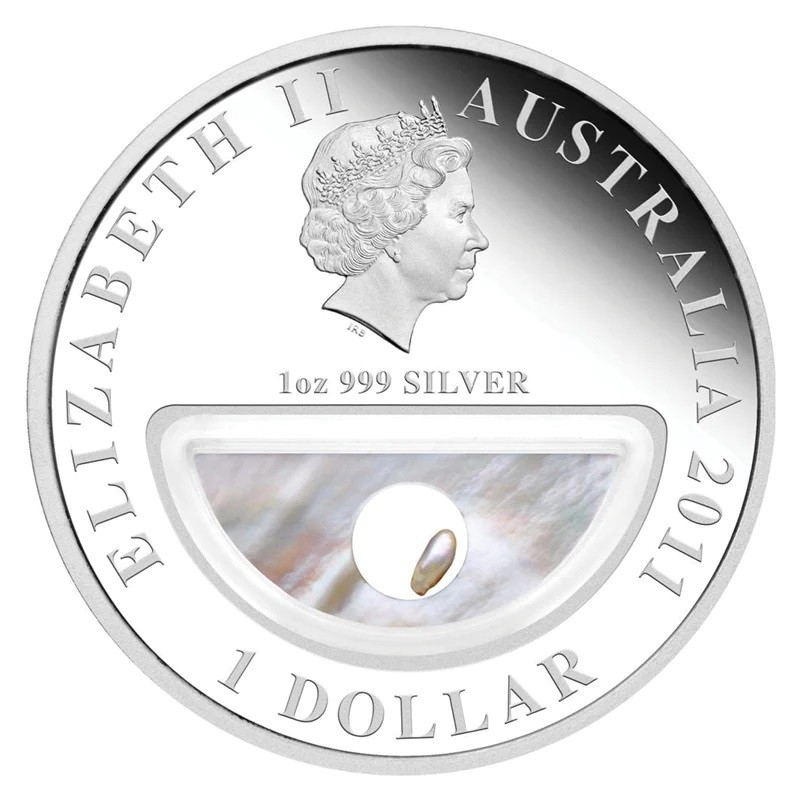 Серебряная монета Австралии "Сокровища Австралии - Жемчуг" 2011 г.в., 31.1 г чистого серебра (проба 0,999)