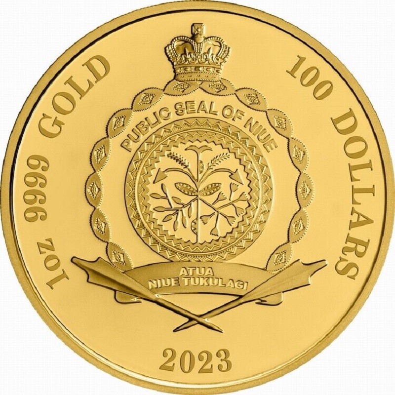 Золотая монета Ниуэ "Большая австралийская пустыня" 2023 г.в., 31.1 г чистого золота (Проба 0,9999)
