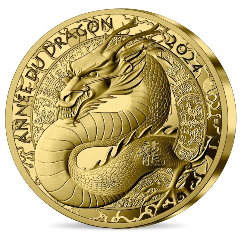 Золотая монета Франции "Год Дракона" 2024 г.в., 155.5 г чистого золота (Проба 0,999)