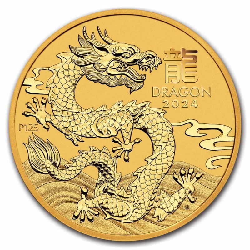 Золотая монета Австралии "Лунный календарь III - Год Дракона" 2024 г.в., 7.78 г чистого золота (Проба 0,9999)