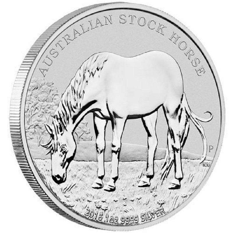 Серебряная монета Австралии «Австралийская пастушья лошадь» 2016 г.в., 31.1 г чистого серебра (проба 0.9999)