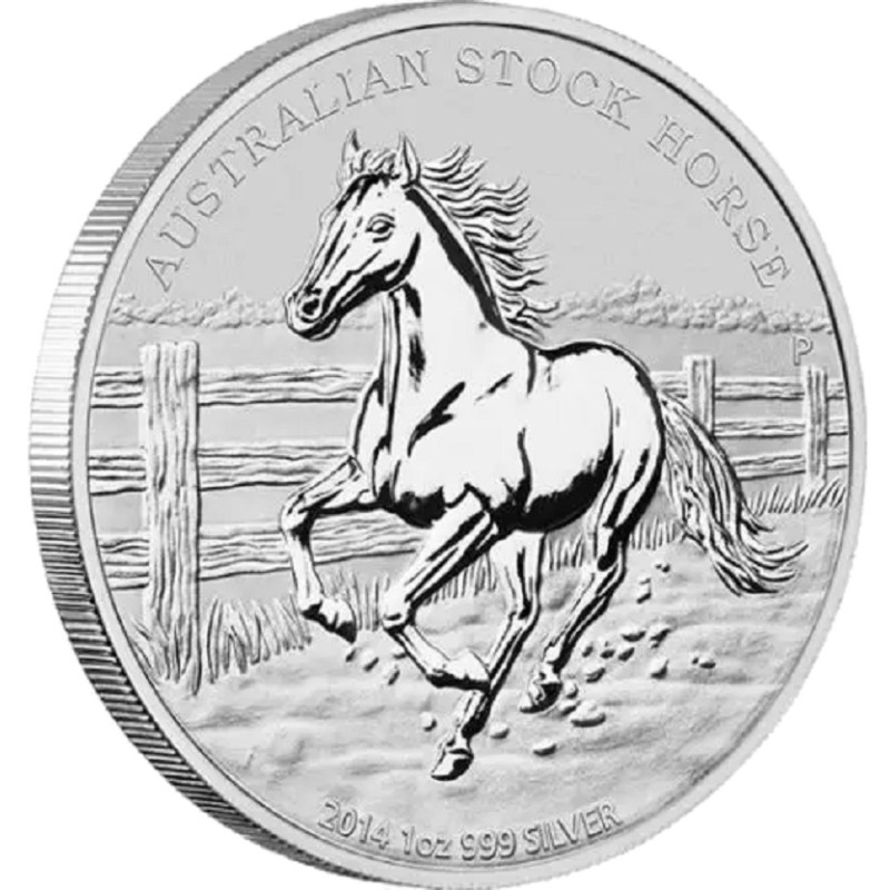 Серебряная монета Австралии «Австралийская пастушья лошадь» 2014 г.в., 31.1 г чистого серебра (проба 0.9999)