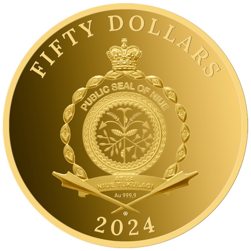 Золотая монета Ниуэ "Год Дракона" 2024 г.в.(пруф), 8 г чистого золота (проба 0,9999)
