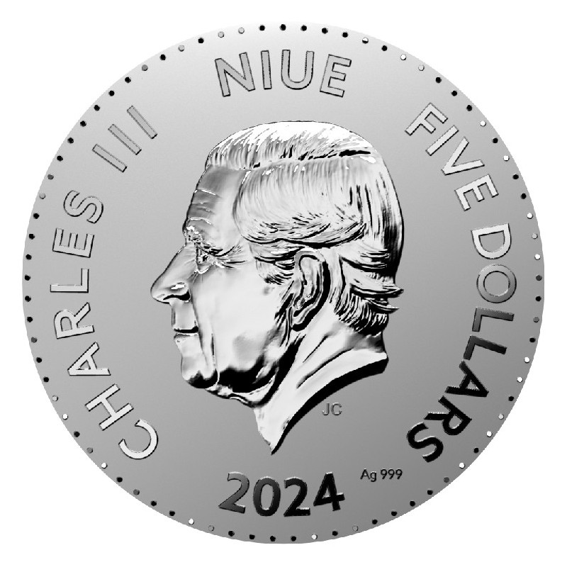 Серебряная монета Ниуэ "Год Черного Водяного Дракона" 2024 г.в. (пруф), 62.2 г чистого серебра (Проба 0,999)