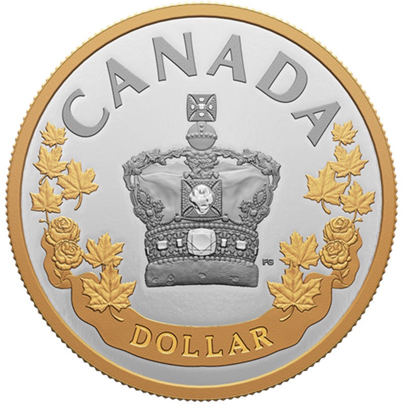 Серебряная монета Канады «Императорская государственная корона» 2022 г.в., 23.16 г чистого серебра (проба 9999)