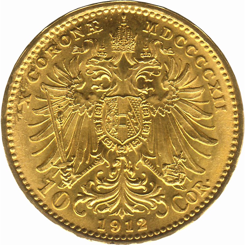 Золотая монета Австрии «10 крон Франц Иосиф» 3.05 г чистого золота (проба 0.900)