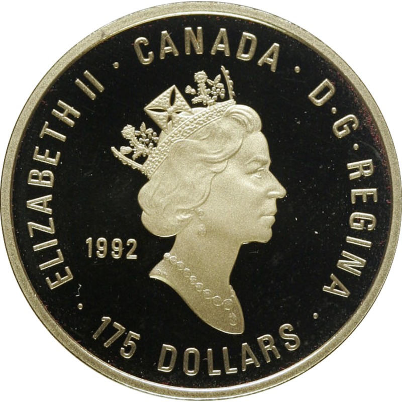Золотая монета Канады «100-летие Олимпийских игр» 1992 г.в., 15.55 г чистого золота (проба 0,917)