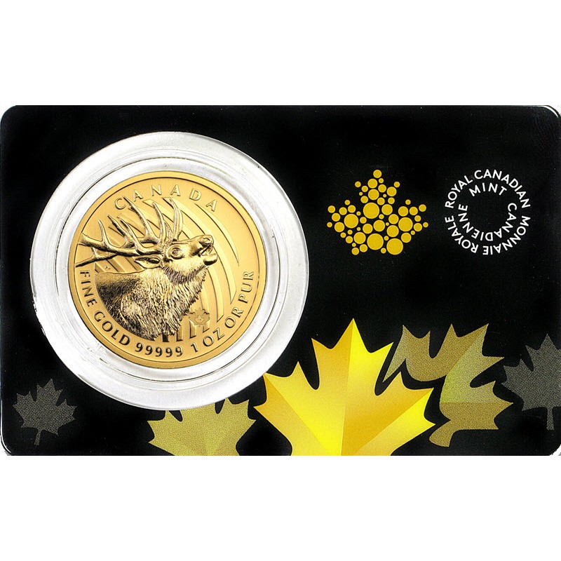 Золотая монета Канады «Олень» 2017 г.в., 31.1 г чистого золота (проба 0.99999)