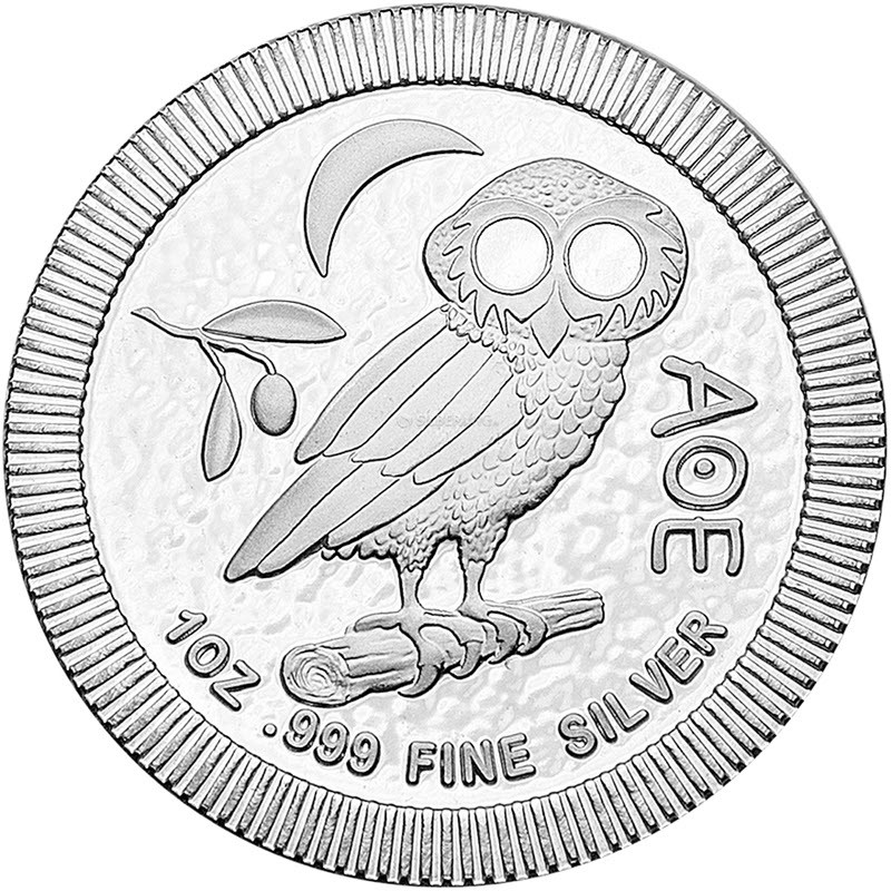 Серебряная монета Ниуэ «Сова Афины», 31.1 г чистого серебра (проба 0.999)