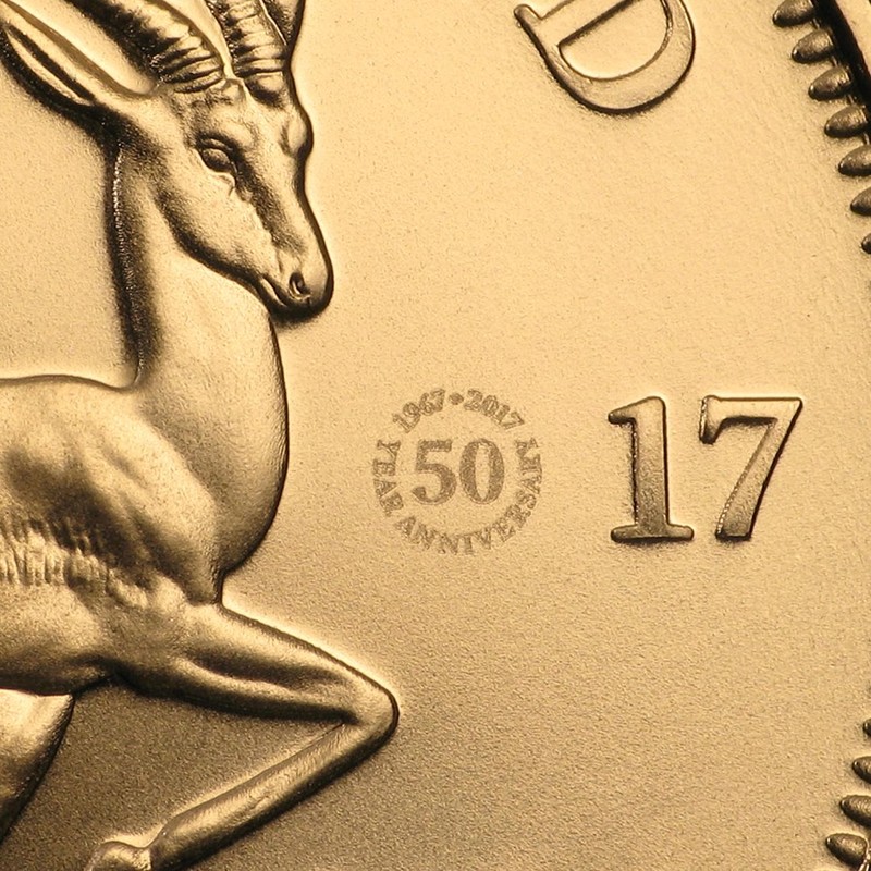 Золотая монета ЮАР «Юбилейный Крюгерранд» 2017 г.в., 31.1 г чистого золота (проба 0.917)