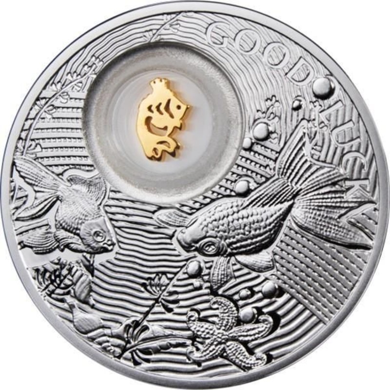 Серебряная монета Ниуэ  "Золотая Рыбка" 2013 г., 26.16 г чистого серебра (Проба 0,925)