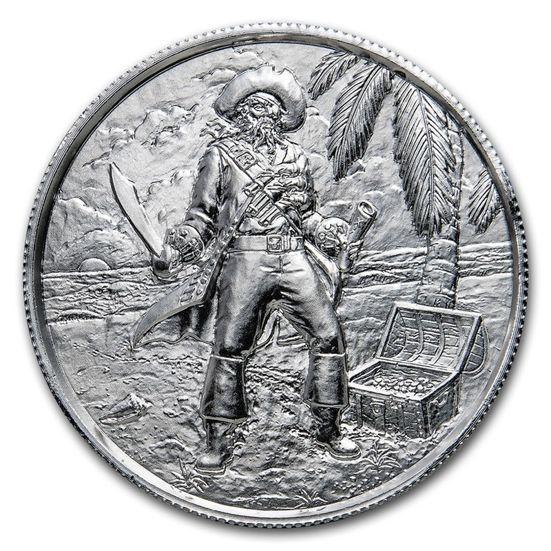 Серебряный жетон США «Пираты. Капитан» 62.2 г чистого серебра (проба 0.999)